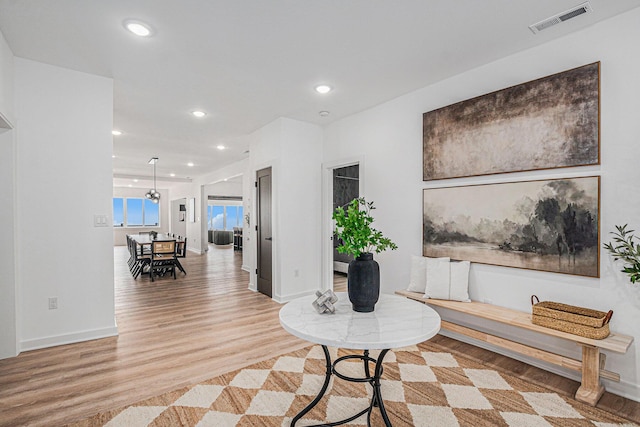 3500 Lakeshore Dr, Saint Joseph, MI 49085 - hall featuring light wood-style floors, recessed lighting, and baseboards