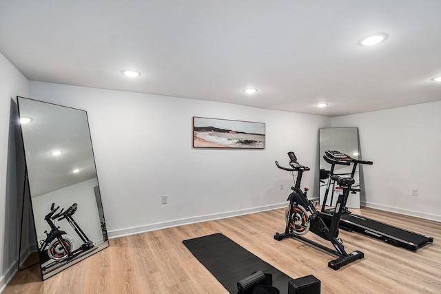 3500 Lakeshore Dr, Saint Joseph, MI 49085 - workout area with light wood-style flooring, recessed lighting, and baseboards