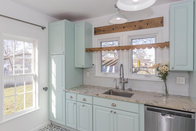2106 Forest, Portage, MI 49002 - kitchen with stainless steel dishwasher, a sink, backsplash, and healthy amount of natural light