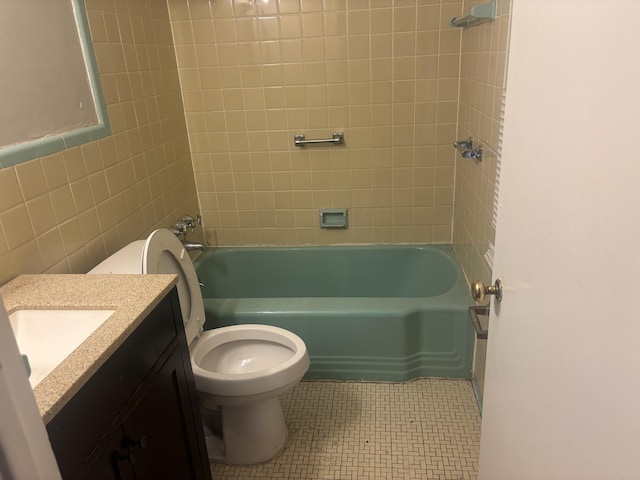 20100 Wexford St, Detroit, MI 48234 - full bath with toilet, vanity, shower / tub combination, and tile walls