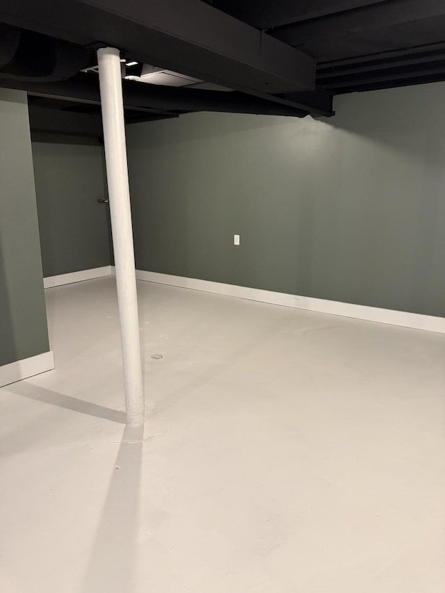 view of finished basement