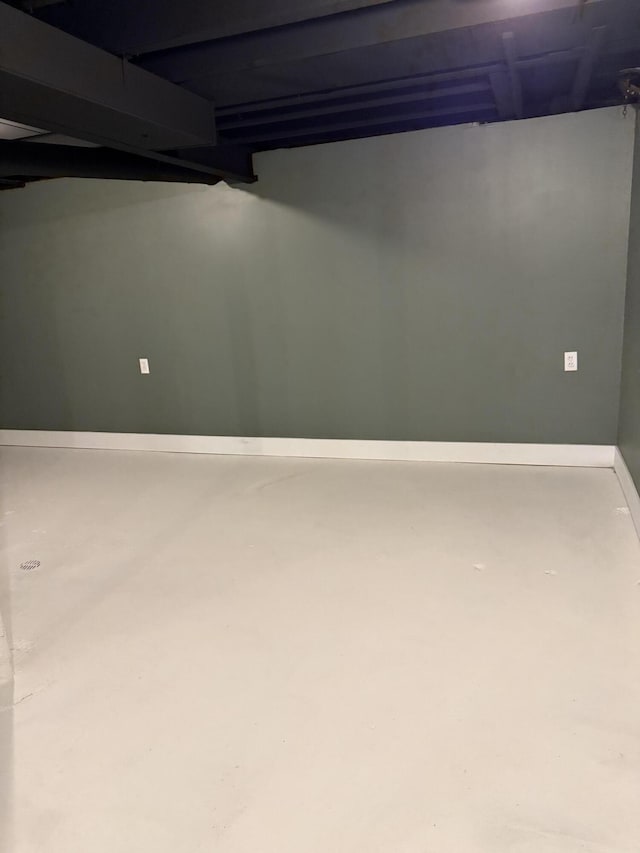 finished below grade area featuring baseboards