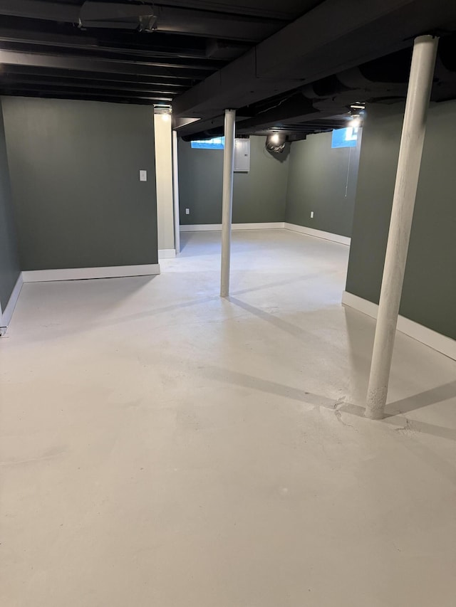 finished below grade area featuring baseboards