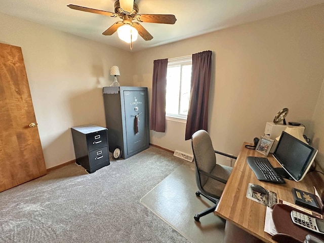 2565 Carleton Rockwood Rd, Carleton, MI 48117 - carpeted home office with ceiling fan and baseboards