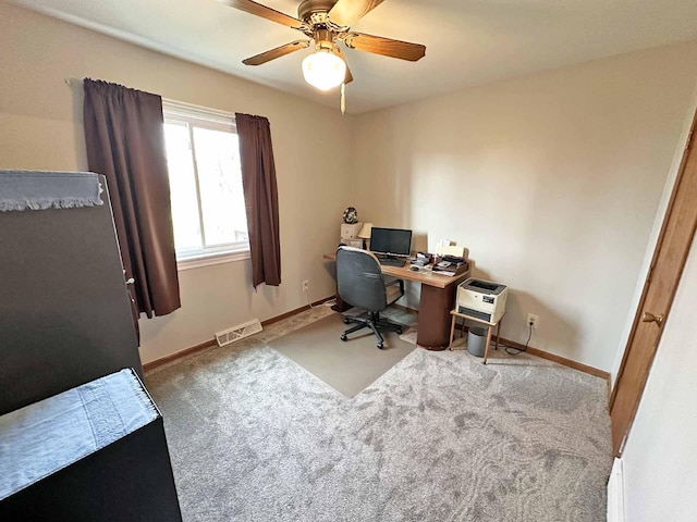 2565 Carleton Rockwood Rd, Carleton, MI 48117 - carpeted home office featuring ceiling fan and baseboards