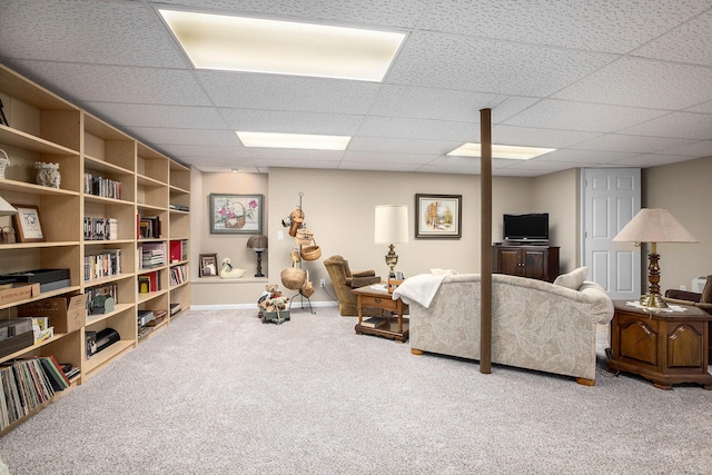 7343 Green Meadow Ln, Canton, MI 48187 - carpeted living room with a paneled ceiling