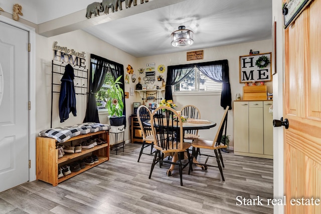 dining space featuring wood finished floors
