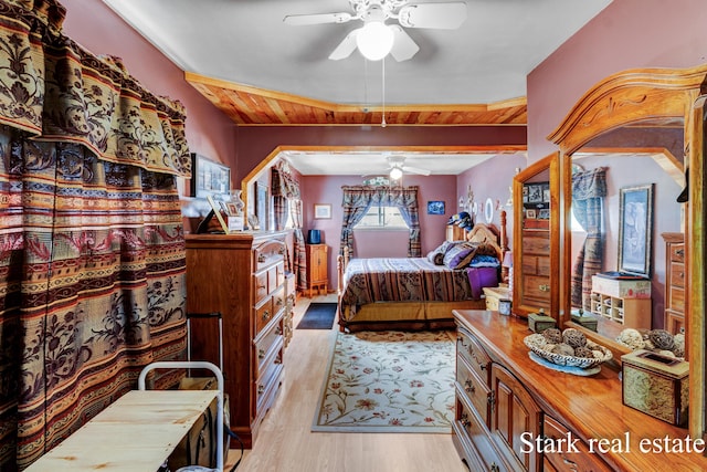 bedroom with light wood-style flooring