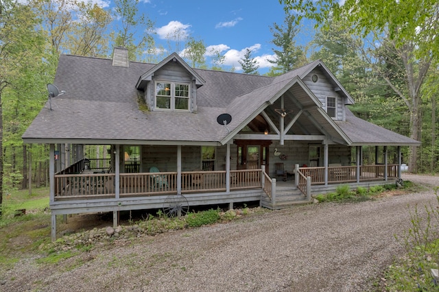 3118 Pratt Ln, Attica, MI 48412 - view of front facade with a chimney, roof with shingles, and covered porch