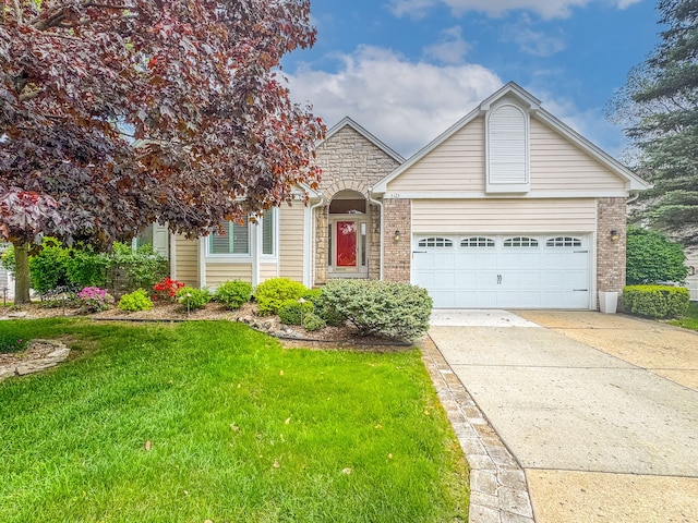3123 Fairgrove Ter, Rochester Hills, MI 48309 - view of front of home with driveway, a garage, a front lawn, and brick siding