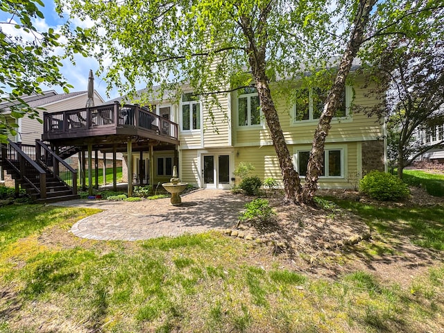 3123 Fairgrove Ter, Rochester Hills, MI 48309 - rear view of house featuring a deck, french doors, stairs, and a patio area