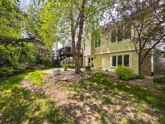3123 Fairgrove Ter, Rochester Hills, MI 48309 - rear view of house featuring stairway and a wooden deck