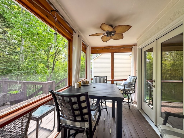 3123 Fairgrove Ter, Rochester Hills, MI 48309 - sunroom with a ceiling fan and outdoor dining space