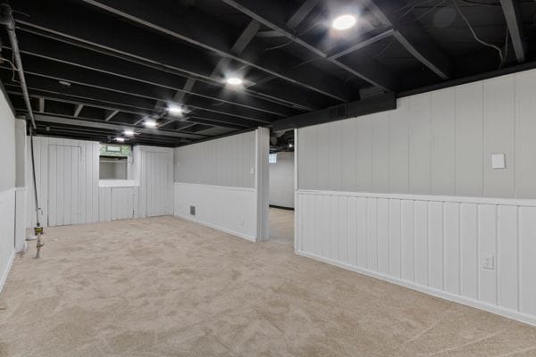 below grade area featuring carpet floors