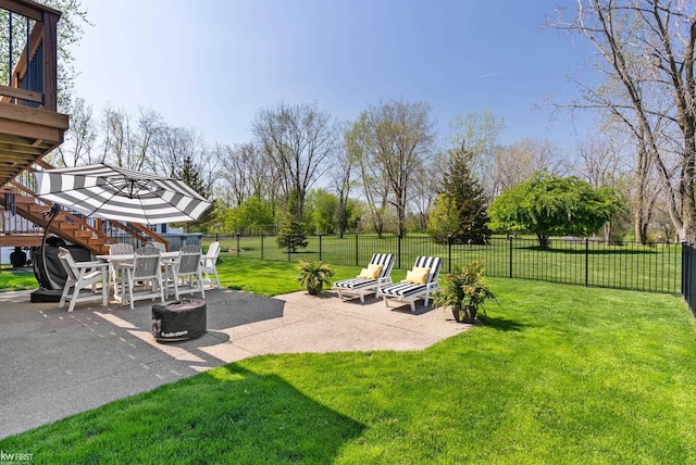 14043 Landings Way, Fenton, MI 48430 - view of yard with a patio, stairs, and a wooden deck