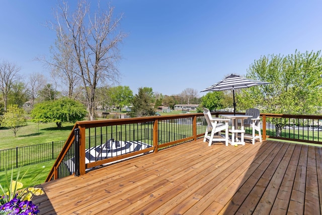 14043 Landings Way, Fenton, MI 48430 - wooden terrace featuring outdoor dining space