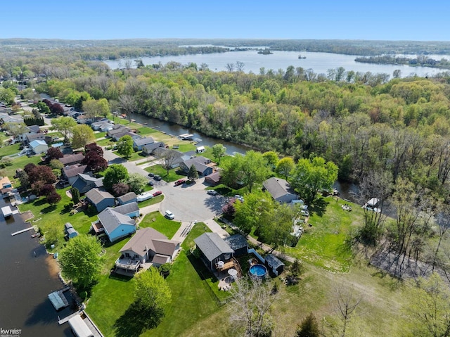 14043 Landings Way, Fenton, MI 48430 - aerial view of property's location with a nearby body of water, a forest, and nearby suburban area