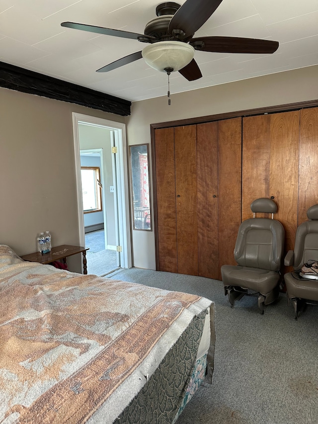 9548 Sharp Rd, Clifford, MI 48727 - carpeted bedroom featuring a ceiling fan and a closet