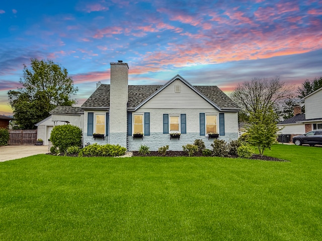 22019 Violet St, Saint Clair Shores, MI 48082 - view of front of property with a chimney, a garage, and driveway