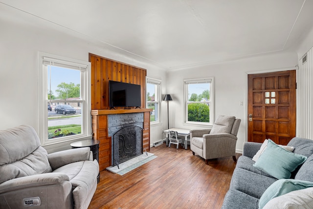 22019 Violet St, Saint Clair Shores, MI 48082 - living area featuring wood-type flooring and a fireplace