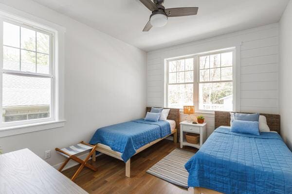 4108 Chippewa Trl, New Buffalo, MI 49117 - bedroom featuring wood finished floors and a ceiling fan