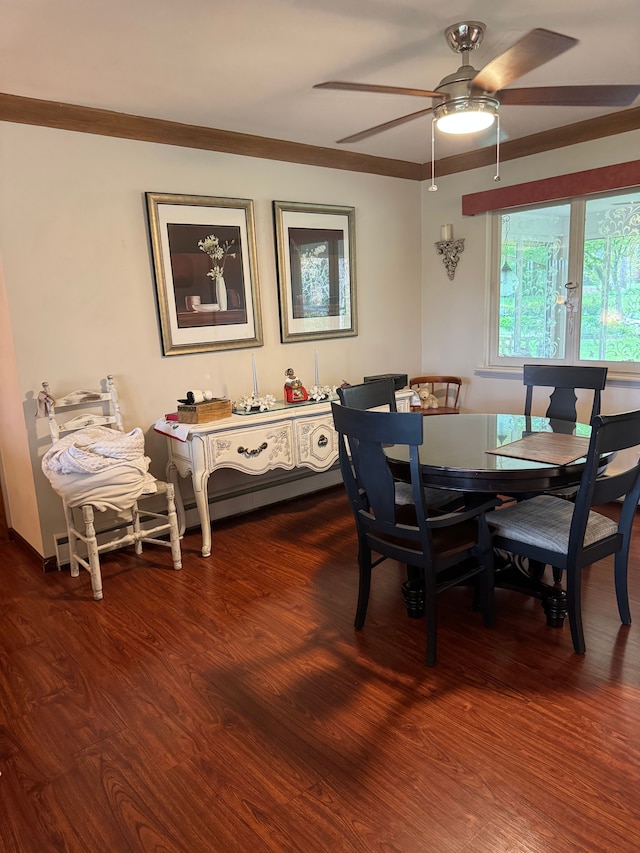 2071 N Belsay Rd, Burton, MI 48509 - dining area featuring a ceiling fan and dark wood-style flooring