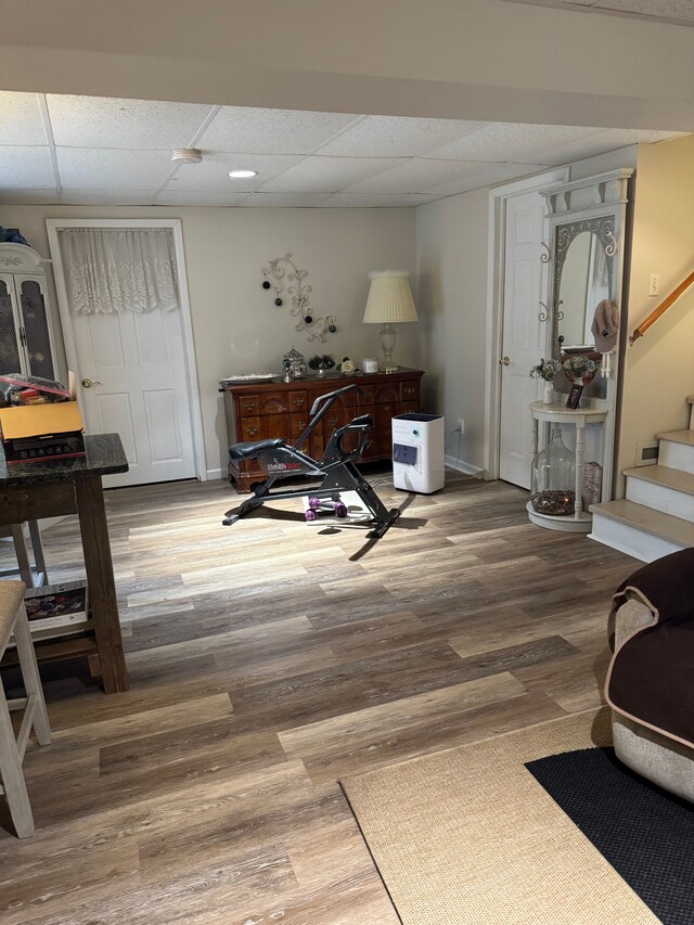 2071 N Belsay Rd, Burton, MI 48509 - office featuring a drop ceiling, wood finished floors, and baseboards