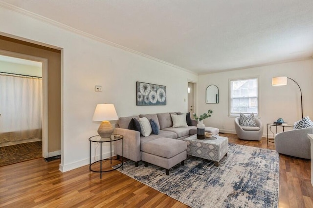 2520 S State St, Saint Joseph, MI 49085 - living room featuring crown molding, wood finished floors, and baseboards