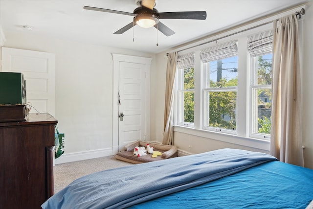 314 W Madison St, Ann Arbor, MI 48103 - bedroom featuring baseboards, carpet floors, and ceiling fan