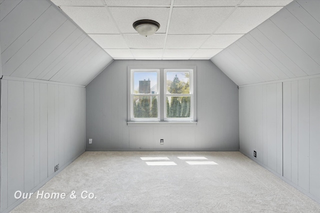 700 Scheurmann St, Essexville, MI 48732 - additional living space with carpet, vaulted ceiling, and wooden walls