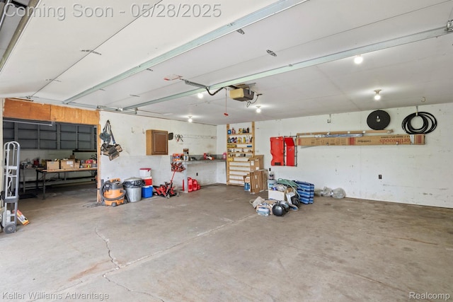 40755 Judd Rd, Belleville, MI 48111 - garage featuring a workshop area and a garage door opener