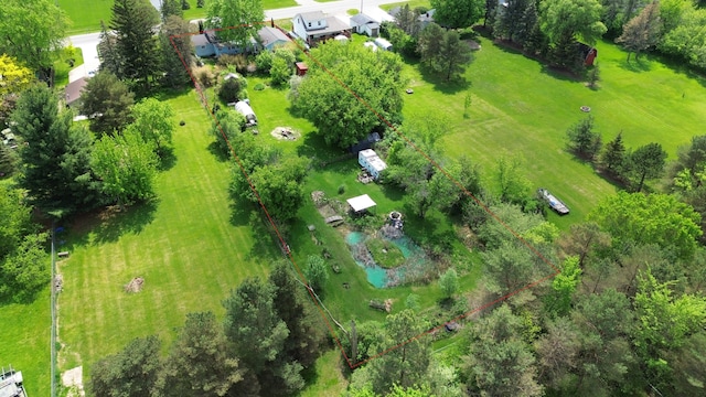 aerial view of sparsely populated area featuring property parcel outlined