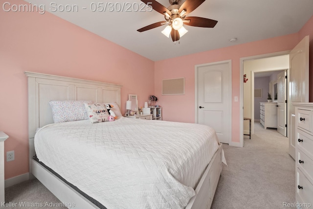 41740 Steinbeck Gln, Novi, MI 48377 - bedroom with light colored carpet, baseboards, and a ceiling fan