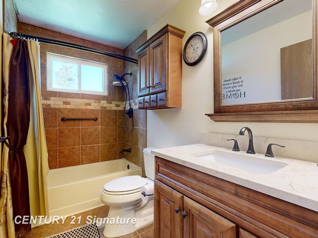 3455 Angel Dr, Saginaw, MI 48601 - bathroom with toilet, shower / bath combo, vanity, and tile patterned flooring