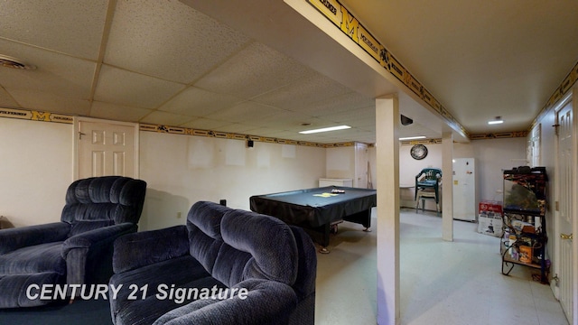 3455 Angel Dr, Saginaw, MI 48601 - rec room featuring billiards and a paneled ceiling