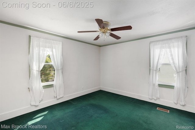 1215 Irving Ave, Royal Oak, MI 48067 - carpeted spare room featuring a ceiling fan, crown molding, and baseboards