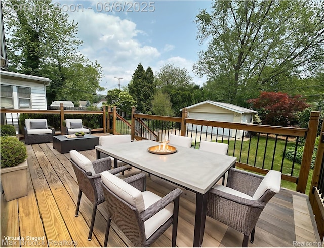 1215 Irving Ave, Royal Oak, MI 48067 - deck with outdoor dining area, an outdoor living space, and an outdoor structure