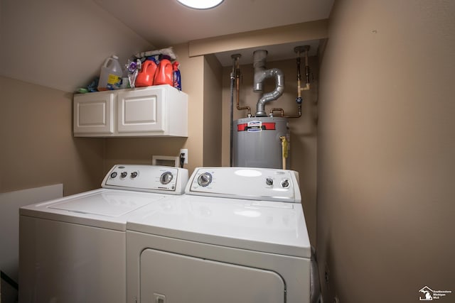 2827 Biddle Ave, Wyandotte, MI 48192 - washroom with separate washer and dryer, water heater, and cabinet space