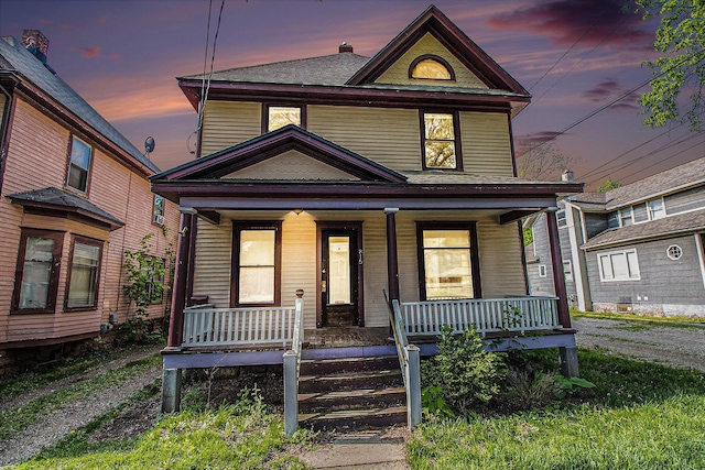view of front facade featuring covered porch