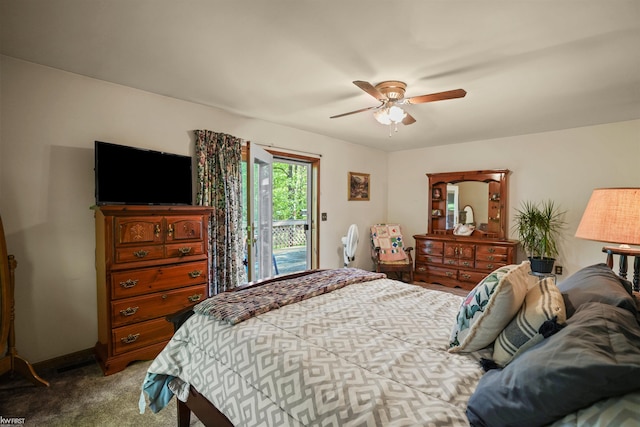 3641 Timber Ridge Dr, Metamora, MI 48455 - bedroom with access to exterior, carpet, a ceiling fan, and baseboards