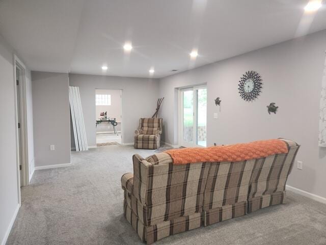 1788 W Beaver Rd, Bitely, MI 49309 - living room with recessed lighting, carpet flooring, and baseboards