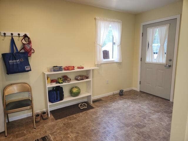 1788 W Beaver Rd, Bitely, MI 49309 - foyer entrance with stone finish flooring, plenty of natural light, and baseboards