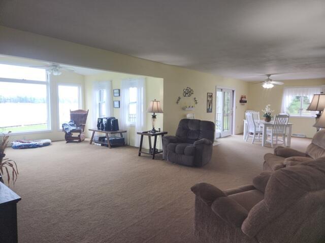 1788 W Beaver Rd, Bitely, MI 49309 - living area with ceiling fan and carpet flooring