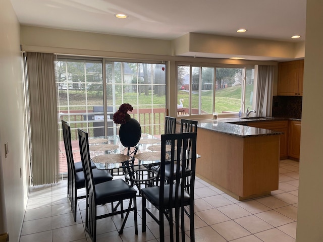5250 Hardwoods Dr, West Bloomfield, MI 48323 - dining room featuring plenty of natural light, light tile patterned flooring, and recessed lighting