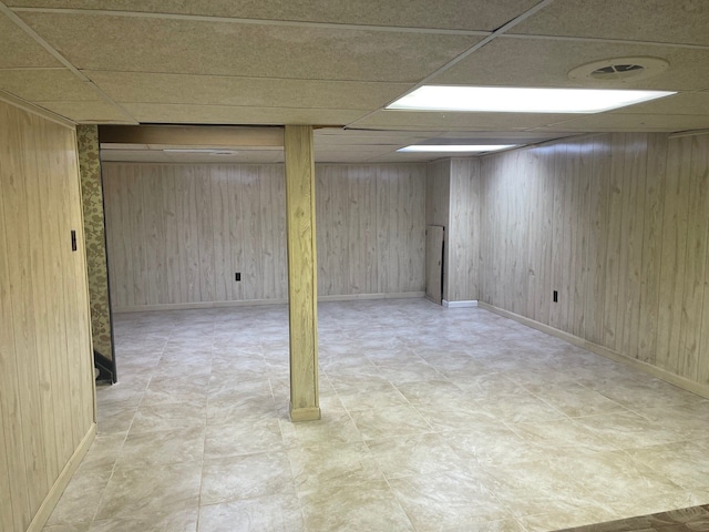 5250 Hardwoods Dr, West Bloomfield, MI 48323 - finished below grade area with a paneled ceiling and wooden walls