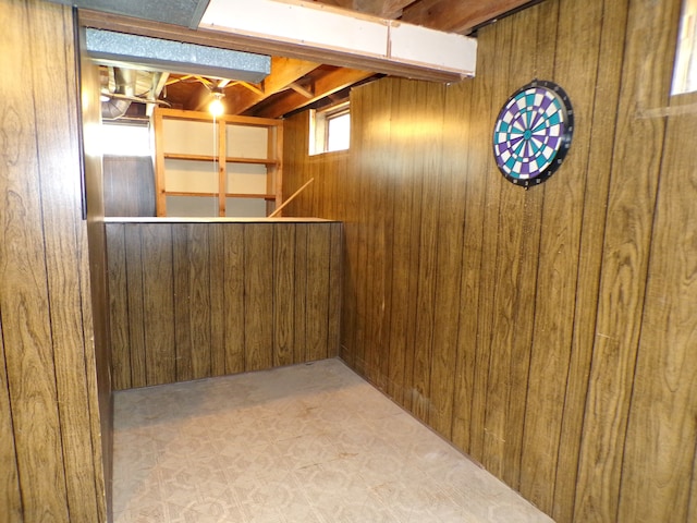 4140 Academy St, Dearborn Heights, MI 48125 - below grade area featuring tile patterned floors and wooden walls