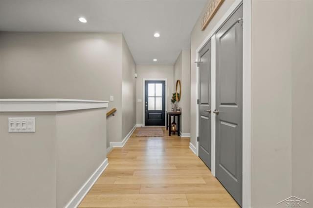12405 Northway Pkwy, Freeland, MI 48623 - entryway with light wood-style flooring, recessed lighting, and baseboards