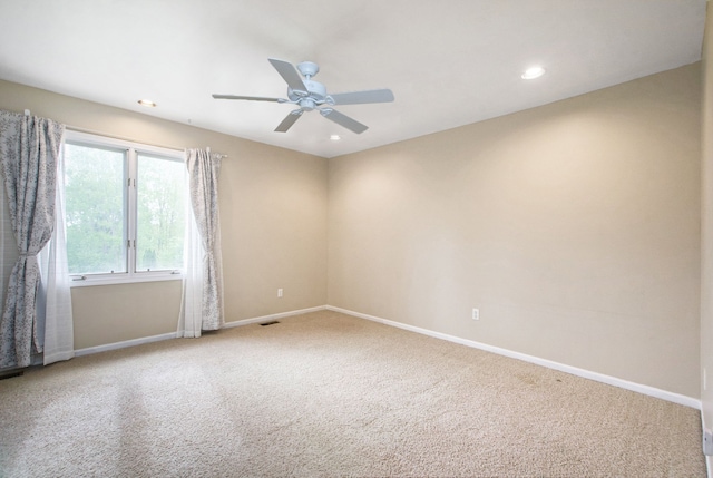 9968 Tuscany Valley Way S, Lyon, MI 48178 - carpeted spare room featuring baseboards, a ceiling fan, and recessed lighting