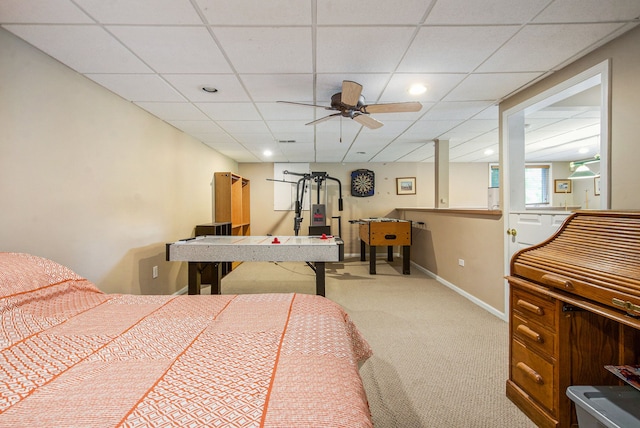 9968 Tuscany Valley Way S, Lyon, MI 48178 - carpeted bedroom featuring baseboards, a paneled ceiling, and recessed lighting