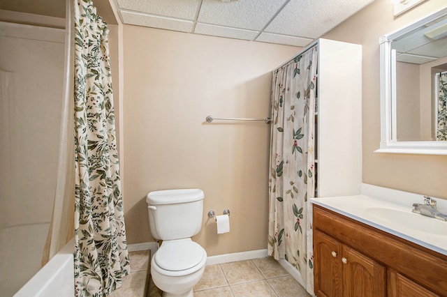 9968 Tuscany Valley Way S, Lyon, MI 48178 - bathroom with toilet, shower / tub combo with curtain, tile patterned floors, and vanity